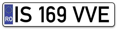 Placuta inmatriculare numar auto  IS-169-VVE, IS 169 VVE, IS169VVE