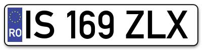 Placuta inmatriculare numar auto  IS-169-ZLX, IS 169 ZLX, IS169ZLX