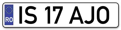 Placuta inmatriculare numar auto  IS-17-AJO, IS 17 AJO, IS17AJO
