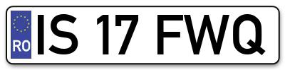 Placuta inmatriculare numar auto  IS-17-FWQ, IS 17 FWQ, IS17FWQ