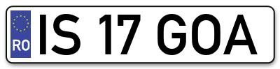 Placuta inmatriculare numar auto  IS-17-GOA, IS 17 GOA, IS17GOA