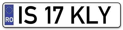 Placuta inmatriculare numar auto  IS-17-KLY, IS 17 KLY, IS17KLY