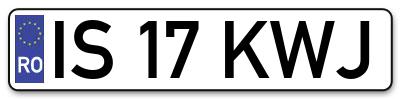 Placuta inmatriculare numar auto  IS-17-KWJ, IS 17 KWJ, IS17KWJ