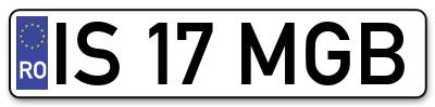 Placuta inmatriculare numar auto  IS-17-MGB, IS 17 MGB, IS17MGB