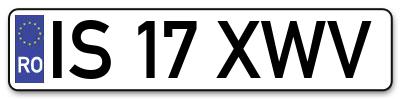 Placuta inmatriculare numar auto  IS-17-XWV, IS 17 XWV, IS17XWV