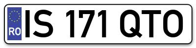 Placuta inmatriculare numar auto  IS-171-QTO, IS 171 QTO, IS171QTO