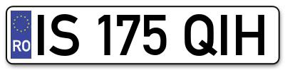 Placuta inmatriculare numar auto  IS-175-QIH, IS 175 QIH, IS175QIH