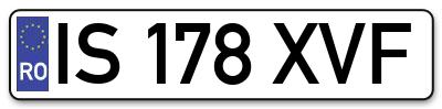 Placuta inmatriculare numar auto  IS-178-XVF, IS 178 XVF, IS178XVF
