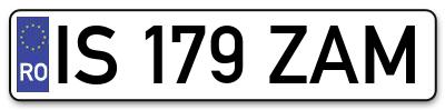 Placuta inmatriculare numar auto  IS-179-ZAM, IS 179 ZAM, IS179ZAM