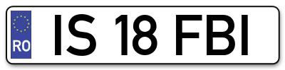 Placuta inmatriculare numar auto  IS-18-FBI, IS 18 FBI, IS18FBI