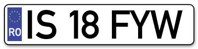 Placuta inmatriculare numar auto  IS-18-FYW, IS 18 FYW, IS18FYW