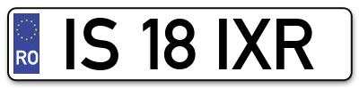 Placuta inmatriculare numar auto  IS-18-IXR, IS 18 IXR, IS18IXR