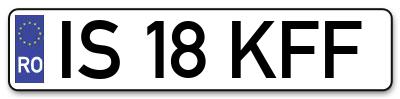 Placuta inmatriculare numar auto  IS-18-KFF, IS 18 KFF, IS18KFF
