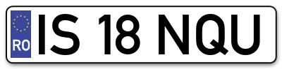 Placuta inmatriculare numar auto  IS-18-NQU, IS 18 NQU, IS18NQU