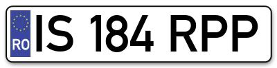 Placuta inmatriculare numar auto  IS-184-RPP, IS 184 RPP, IS184RPP