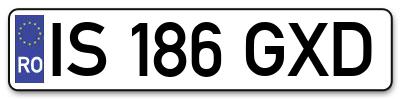 Placuta inmatriculare numar auto  IS-186-GXD, IS 186 GXD, IS186GXD