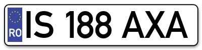 Placuta inmatriculare numar auto  IS-188-AXA, IS 188 AXA, IS188AXA