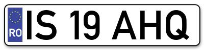 Placuta inmatriculare numar auto  IS-19-AHQ, IS 19 AHQ, IS19AHQ