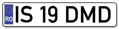 Placuta inmatriculare numar auto  IS-19-DMD, IS 19 DMD, IS19DMD