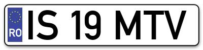 Placuta inmatriculare numar auto  IS-19-MTV, IS 19 MTV, IS19MTV
