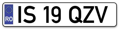 Placuta inmatriculare numar auto  IS-19-QZV, IS 19 QZV, IS19QZV