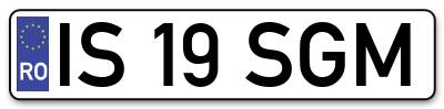 Placuta inmatriculare numar auto  IS-19-SGM, IS 19 SGM, IS19SGM
