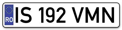Placuta inmatriculare numar auto  IS-192-VMN, IS 192 VMN, IS192VMN