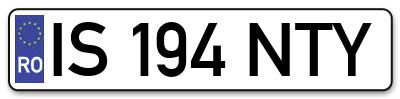 Placuta inmatriculare numar auto  IS-194-NTY, IS 194 NTY, IS194NTY
