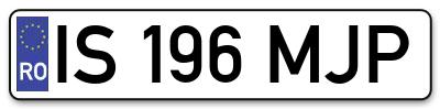 Placuta inmatriculare numar auto  IS-196-MJP, IS 196 MJP, IS196MJP