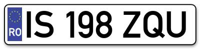 Placuta inmatriculare numar auto  IS-198-ZQU, IS 198 ZQU, IS198ZQU