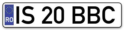 Placuta inmatriculare numar auto  IS-20-BBC, IS 20 BBC, IS20BBC