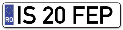 Placuta inmatriculare numar auto  IS-20-FEP, IS 20 FEP, IS20FEP