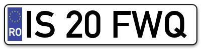 Placuta inmatriculare numar auto  IS-20-FWQ, IS 20 FWQ, IS20FWQ