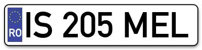 Placuta inmatriculare numar auto  IS-205-MEL, IS 205 MEL, IS205MEL
