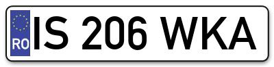 Placuta inmatriculare numar auto  IS-206-WKA, IS 206 WKA, IS206WKA
