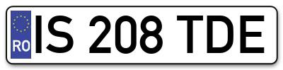 Placuta inmatriculare numar auto  IS-208-TDE, IS 208 TDE, IS208TDE