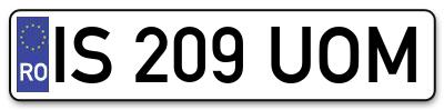 Placuta inmatriculare numar auto  IS-209-UOM, IS 209 UOM, IS209UOM
