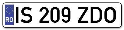 Placuta inmatriculare numar auto  IS-209-ZDO, IS 209 ZDO, IS209ZDO