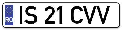 Placuta inmatriculare numar auto  IS-21-CVV, IS 21 CVV, IS21CVV
