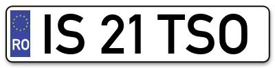 Placuta inmatriculare numar auto  IS-21-TSO, IS 21 TSO, IS21TSO