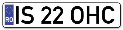 Placuta inmatriculare numar auto  IS-22-OHC, IS 22 OHC, IS22OHC