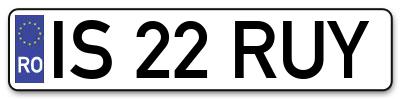 Placuta inmatriculare numar auto  IS-22-RUY, IS 22 RUY, IS22RUY