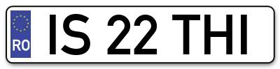 Placuta inmatriculare numar auto  IS-22-THI, IS 22 THI, IS22THI