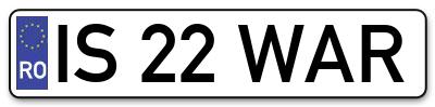 Placuta inmatriculare numar auto  IS-22-WAR, IS 22 WAR, IS22WAR