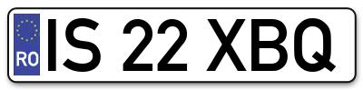 Placuta inmatriculare numar auto  IS-22-XBQ, IS 22 XBQ, IS22XBQ