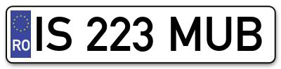 Placuta inmatriculare numar auto  IS-223-MUB, IS 223 MUB, IS223MUB