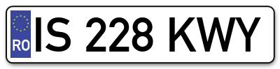 Placuta inmatriculare numar auto  IS-228-KWY, IS 228 KWY, IS228KWY