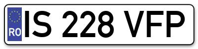 Placuta inmatriculare numar auto  IS-228-VFP, IS 228 VFP, IS228VFP