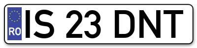 Placuta inmatriculare numar auto  IS-23-DNT, IS 23 DNT, IS23DNT