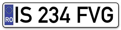 Placuta inmatriculare numar auto  IS-234-FVG, IS 234 FVG, IS234FVG